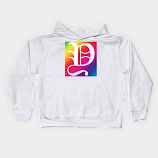 Rainbow White Letter Y Kids Hoodie